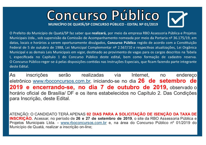 Divulgação - Atenção aos prazos de inscrições Divulgação - Atenção aos prazos de inscrições