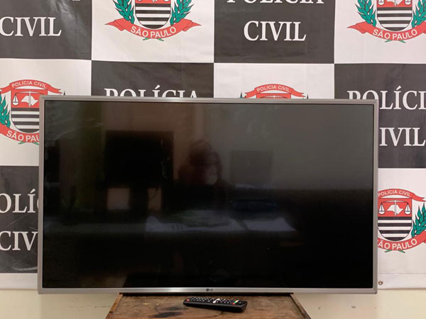 Divulgação - Televisor 4k de 43’, da marca LG, também havia sido furtado e foi recuperado Divulgação - Televisor 4k de 43’, da marca LG, também havia sido furtado e foi recuperado