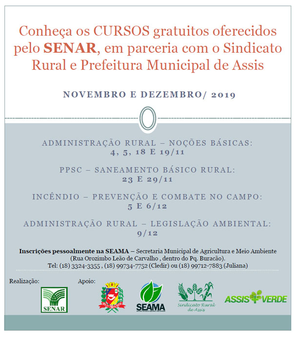 Divulgação - Cronograma dos cursos oferecidos em Assis Divulgação - Cronograma dos cursos oferecidos em Assis