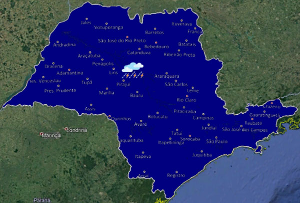 Divulgação IPMET - De acordo com IPMET, chuva deve atingir Assis e região até sábado Divulgação IPMET - De acordo com IPMET, chuva deve atingir Assis e região até sábado