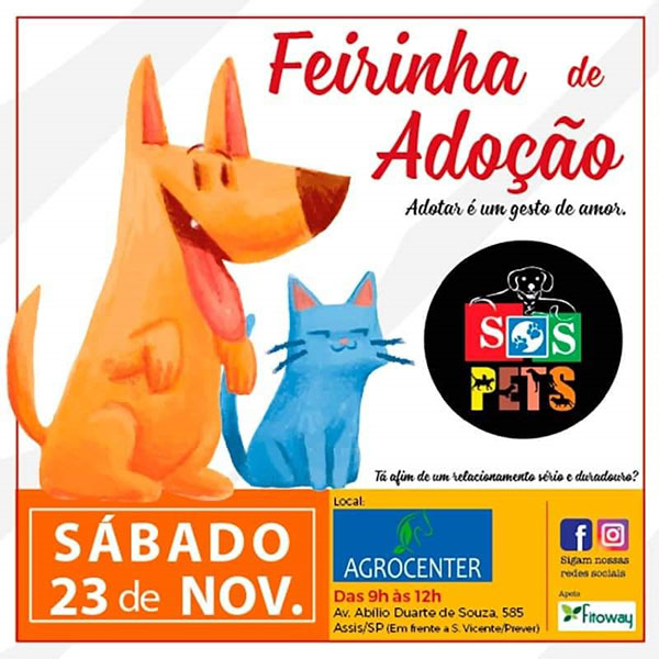 divulgação - Cartaz de divulgação da Feirinha de Adoção divulgação - Cartaz de divulgação da Feirinha de Adoção