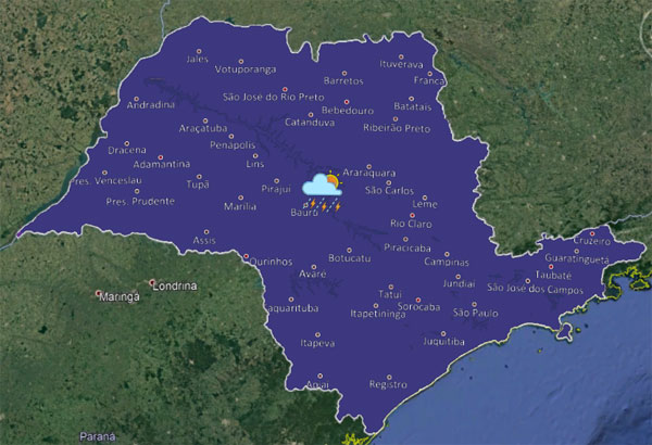 IPMET - Previsão indica pancadas de chuva em todo o estado de São Paulo IPMET - Previsão indica pancadas de chuva em todo o estado de São Paulo