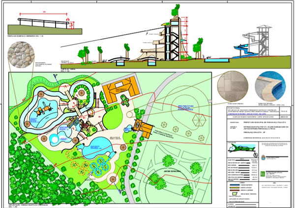 Divulgação - Projeto do Parque Aquático será implantado em uma área de 7 mil metros quadrados, com área construída de quase 2 mil metros quadrados Divulgação - Projeto do Parque Aquático será implantado em uma área de 7 mil metros quadrados, com área construída de quase 2 mil metros quadrados