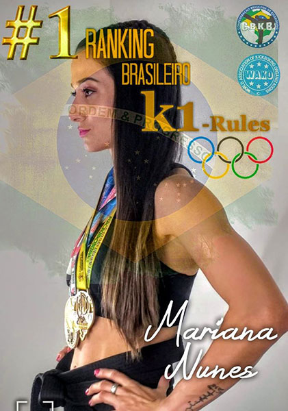 Divulgação - Mariana é primeiro lugar no ranking da Confederação Brasileira de Kickboxing na sua modalidade e categoria por peso Divulgação - Mariana é primeiro lugar no ranking da Confederação Brasileira de Kickboxing na sua modalidade e categoria por peso