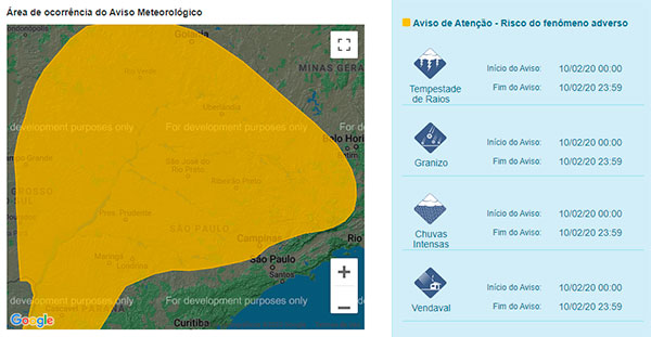Divulgação - Aviso Meteorológico do INPE inclui Assis e toda a região Divulgação - Aviso Meteorológico do INPE inclui Assis e toda a região