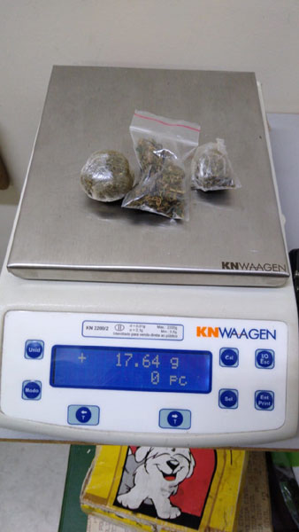 divulgação PM Ambiental - As porções de maconha apreendidas pesaram 17,64 gramas divulgação PM Ambiental - As porções de maconha apreendidas pesaram 17,64 gramas