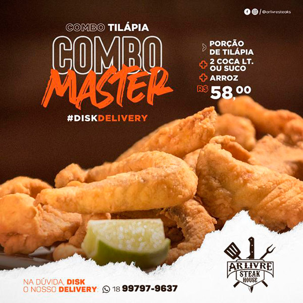 Também com as opções das famosas porções de tilápia Também com as opções das famosas porções de tilápia