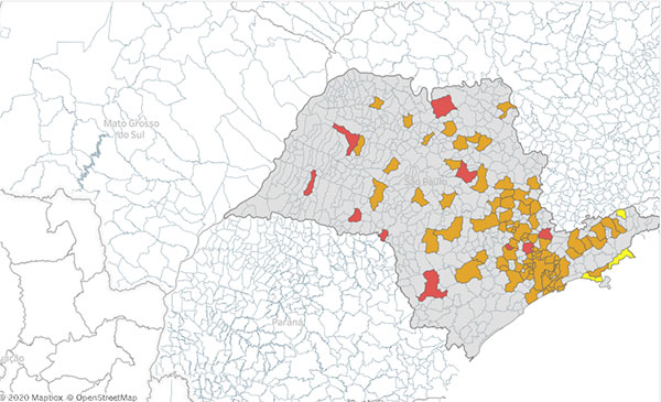 Divulgação - Mapa do Sistema de Monitoramento Inteligente do Governo de São Paulo nesta quarta-feira, 24 de junho
