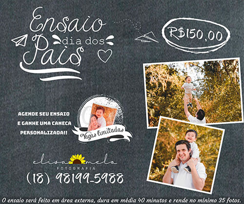 Divulgação - Você poderá fazer um super ensaio especial para o Dia dos Pais Divulgação - Você poderá fazer um super ensaio especial para o Dia dos Pais