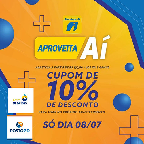 Divulgação - A rede de postos de combustíveis GD e Belassis estão com uma super promoção para quem é usuário do 'Abastece Aí'.