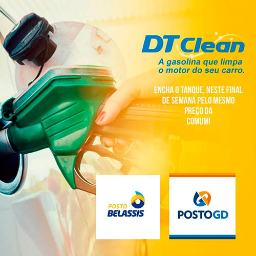 Divulgação - Nos postos GD e Belassis você abastece com gasolina DT Clean pelo preço da comum Divulgação - Nos postos GD e Belassis você abastece com gasolina DT Clean pelo preço da comum