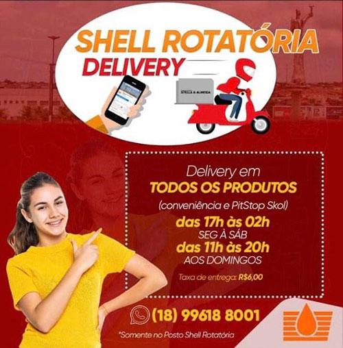 divulgação - Posto Shell Rotatória oferece delivery de produtos de conveniência e Pit Stop Skol