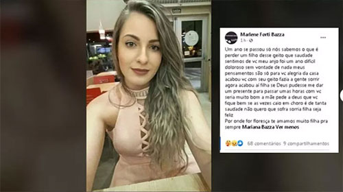 Divulgação - Mãe da universitária de Bariri fez uma postagem em homenagem a filha um ano após o crime — Foto: Facebook/ Reprodução