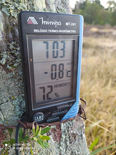 divulgação - Termômetros na Água da Fortuna marcaram 0,8 grau negativo divulgação - Termômetros na Água da Fortuna marcaram 0,8 grau negativo