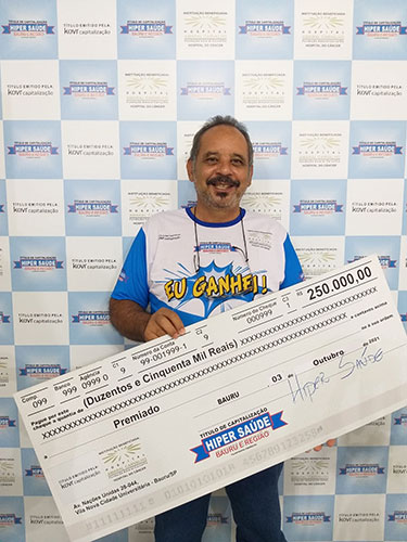 divulgação - Sidney Pereira de Souza, de Paraguacu Paulista, ganhou sozinho R$ 250 mil no quarto sorteio do dia 3 de outubro divulgação - Sidney Pereira de Souza, de Paraguacu Paulista, ganhou sozinho R$ 250 mil no quarto sorteio do dia 3 de outubro