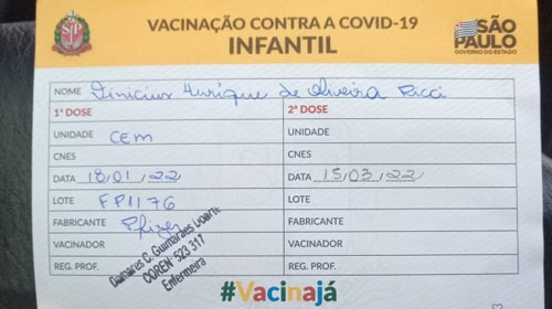 Divulgação - Cartão de vacinação infantil - Foto: Divulgação