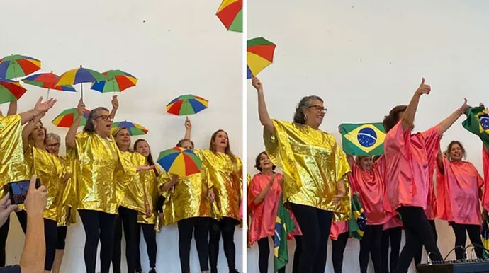 Divulgação - Idosa de Paraguaçu Paulista embarca com grupo de dançarinas para apresentar musical na Disney — Foto: Zeine Roça Almeida /Arquivo pessoal Divulgação - Idosa de Paraguaçu Paulista embarca com grupo de dançarinas para apresentar musical na Disney — Foto: Zeine Roça Almeida /Arquivo pessoal