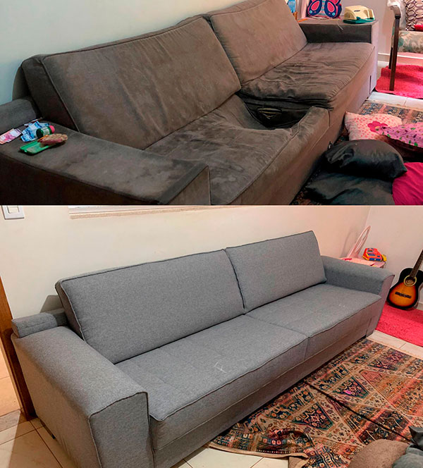 Divulgação - Antes e depois dos estofados reformados pela Odipa - Foto: Divulgação Divulgação - Antes e depois dos estofados reformados pela Odipa - Foto: Divulgação