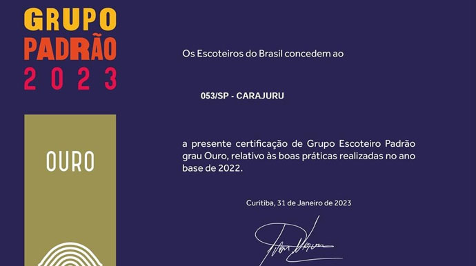 Divulgação - Certificado da premiação 'Grupo Padrão Ouro' - Foto: Divulgação Divulgação - Certificado da premiação 'Grupo Padrão Ouro' - Foto: Divulgação